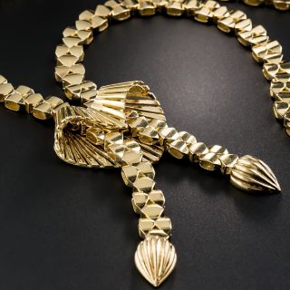 French Mid-Century 18K Gold Negligee Necklace - 4