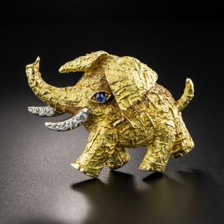 French Mid-Century Elephant Brooch - 2