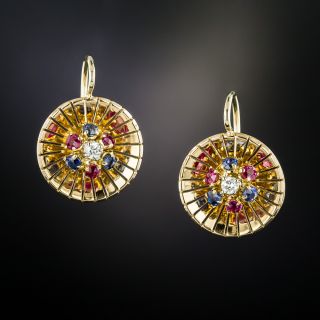 French Mid-Century Multi-Gem Earrings - 3