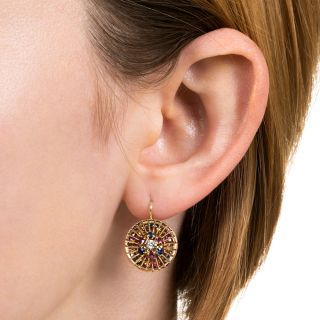 French Mid-Century Multi-Gem Earrings