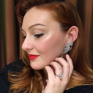 French Mid-Century Platinum and Diamond Feather Spray Earrings