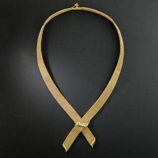 French Mid-Century Woven Diamond Lariat Necklace - 3