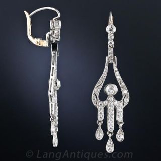 French (Monégasque) Belle Époque Diamond Drop Earrings