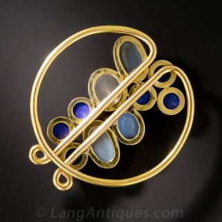 French Moonstone and Lapis Clip / Brooch