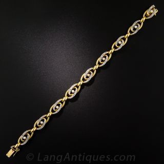 French Natural Pearl and Diamond Bracelet