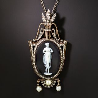 French Neoclassic Hardstone Cameo Lavalière - 8