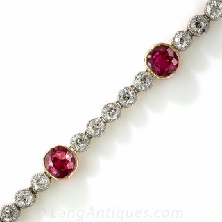 French No-Heat Burmese Ruby and Diamond Bracelet