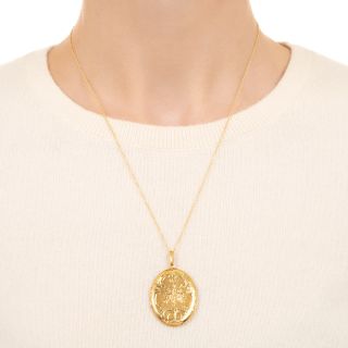 French Oval Engraved Locket, Circa 1900