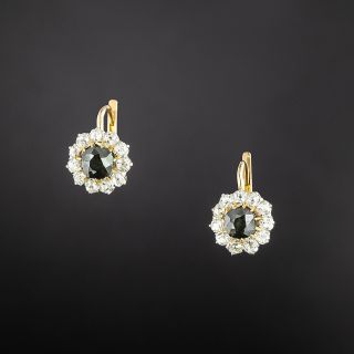 French Petite Black Diamond Cluster Dangle Earrings - 2