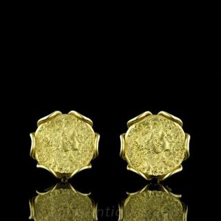 French Piaget Earrings with Salvador Dali Gold Coins Main View