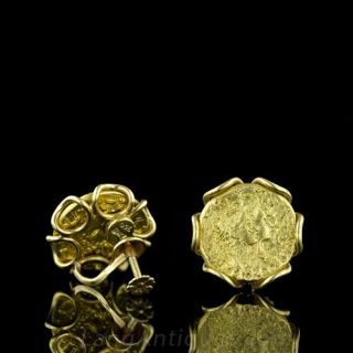 French Piaget Earrings with Salvador Dali Gold Coins