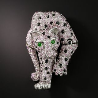 French Pink Panther Diamond Brooch - 2