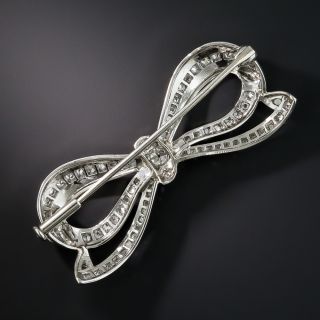 French Platinum Diamond Art Deco Bow Brooch