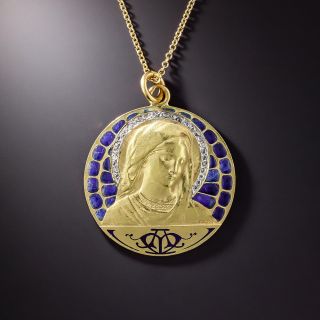 French Plique à Jour Madonna Pendant by Henri Dropsy - 1