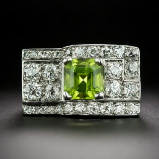 French Retro Peridot and Diamond Ring - 3