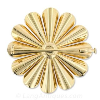 French Retro Sapphire and Diamond Pin