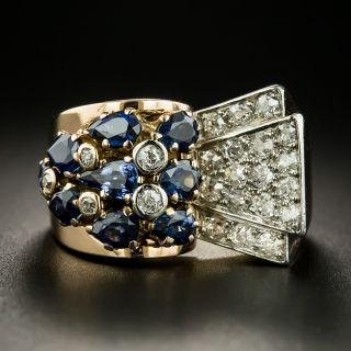 French Retro Sapphire and Diamond Ring - 2