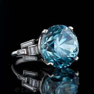 French Retro Zircon and Diamond Cocktail Ring