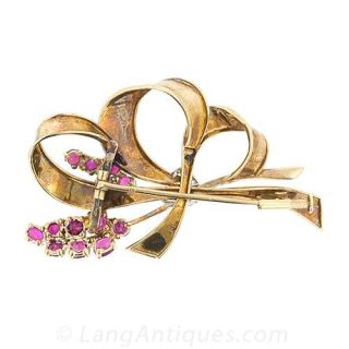 French Ribbon and Floral Motif Pin
