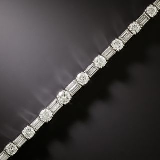 French Round And Baguette Diamond Tennis Bracelet - 2