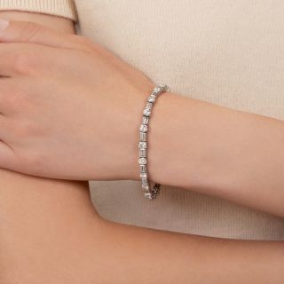 French Round And Baguette Diamond Tennis Bracelet