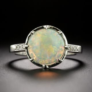 French Round Opal And Diamond Ring - 3