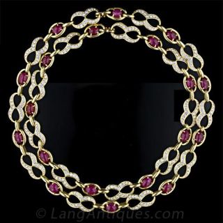 French Ruby & Diamond Necklace by M.Gerard