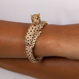 French Sapphire and Diamond Panther Bracelet