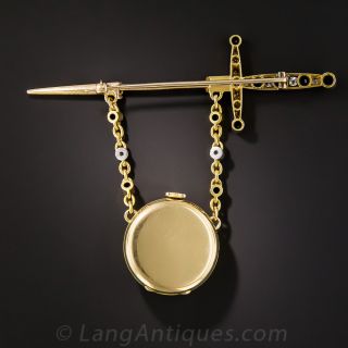 French Sapphire and Diamond Pendant Watch by Henry Capt 