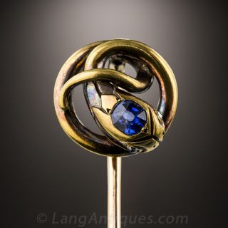 French Sapphire Snake Stickpin