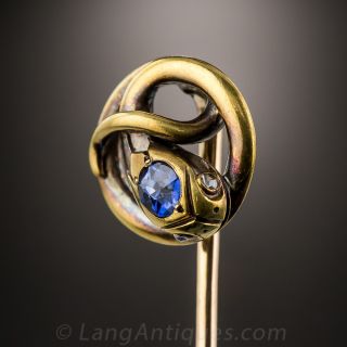 French Sapphire Snake Stickpin
