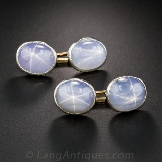 French Star-Sapphire Cuff Links - 1