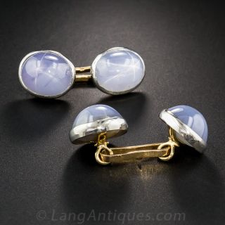 French Star-Sapphire Cuff Links