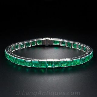 French Straight Line Emerald Bracelet