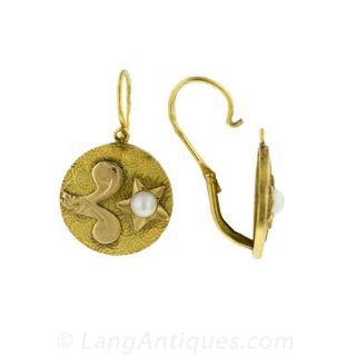French Victorian Gold and Pearl Earrings