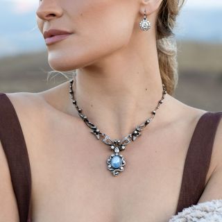 French Victorian Star Sapphire and Diamond Necklace