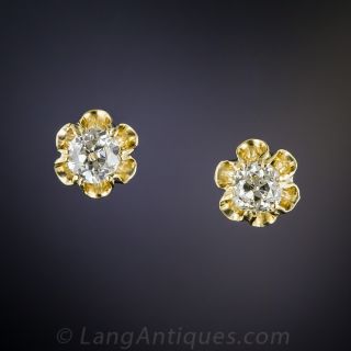 French Vintage Diamond Stud Earrings - .45 Carat