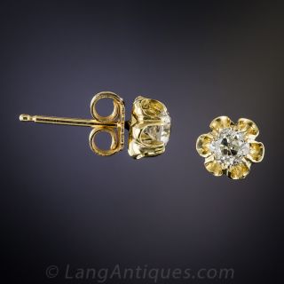 French Vintage Diamond Stud Earrings - .45 Carat