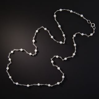 French Vintage Pearl Chain Necklace - 1