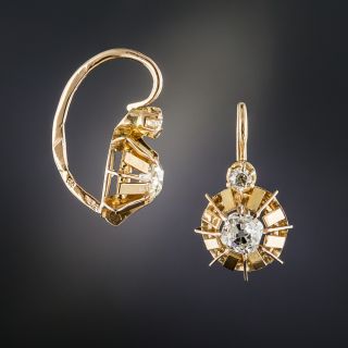French Vintage Rose Gold Diamond Earrings