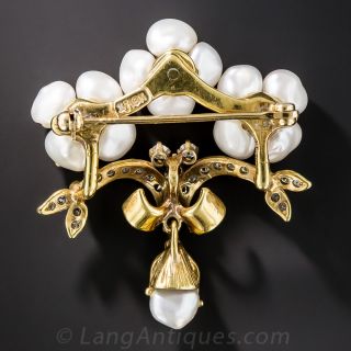 Freshwater Biwa Pearl and Diamond Pin