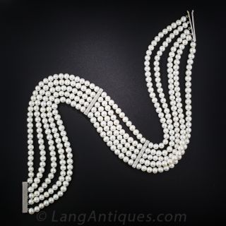 Freshwater Pearl and Diamond Choker
