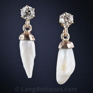 Freshwater Pearl and Diamond Earrings