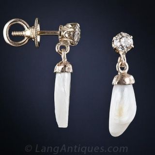 Freshwater Pearl and Diamond Earrings