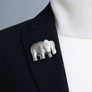 Freshwater Pearl Elephant  Brooch