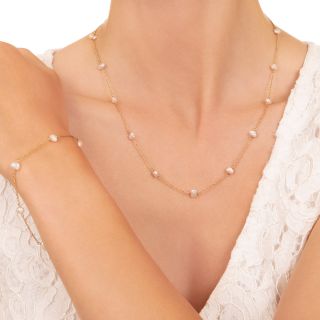 Freshwater Pearl Necklace & Bracelet Set