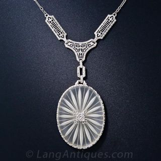 Frosted Crystal and Diamond Necklace