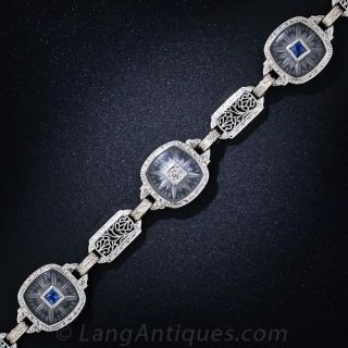 Frosted Crystal, Diamond and Sapphire Bracelet