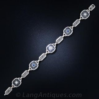 Frosted Crystal, Diamond and Sapphire Bracelet