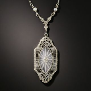 Frosted Rock Crystal Quartz Filigree Necklace 